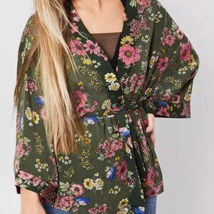 Boho Chic Sandy & Sid Floral Kimono Top - Large - NWT